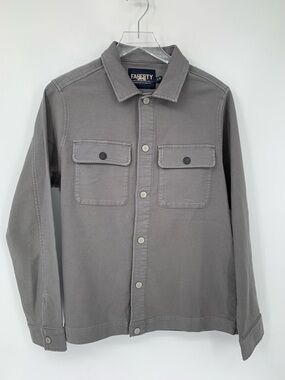 Faherty Twill shirt jacket gray Shacket snap patch pockets Chore men new Medium
